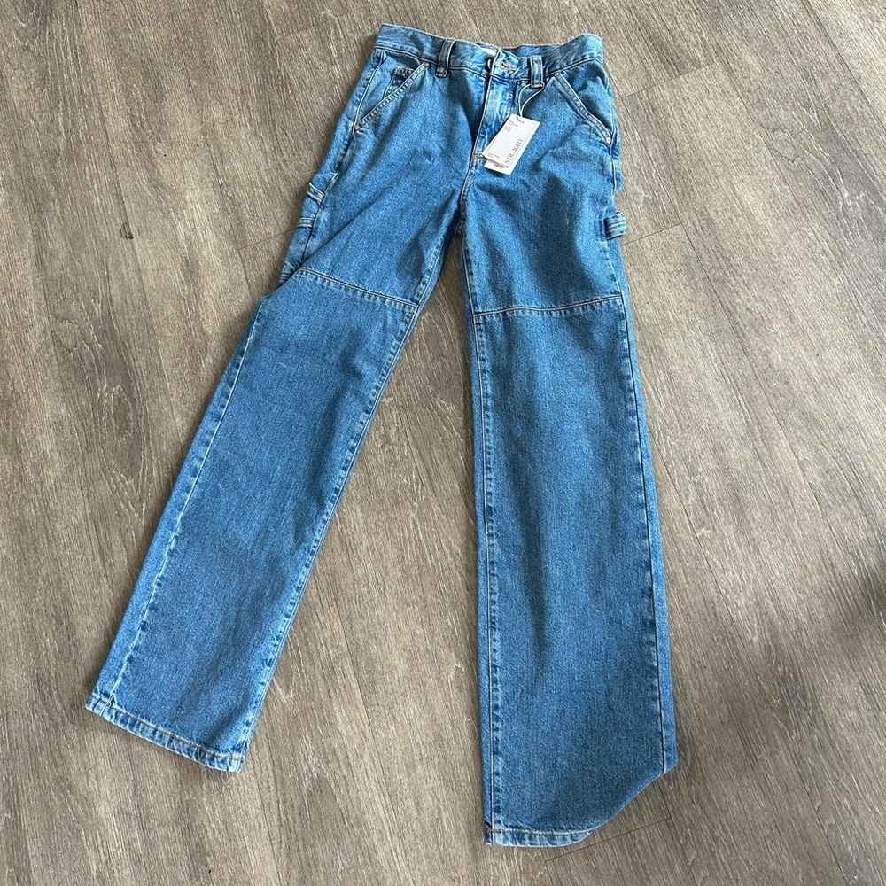 MANGO mid waist cargo jeans NWT